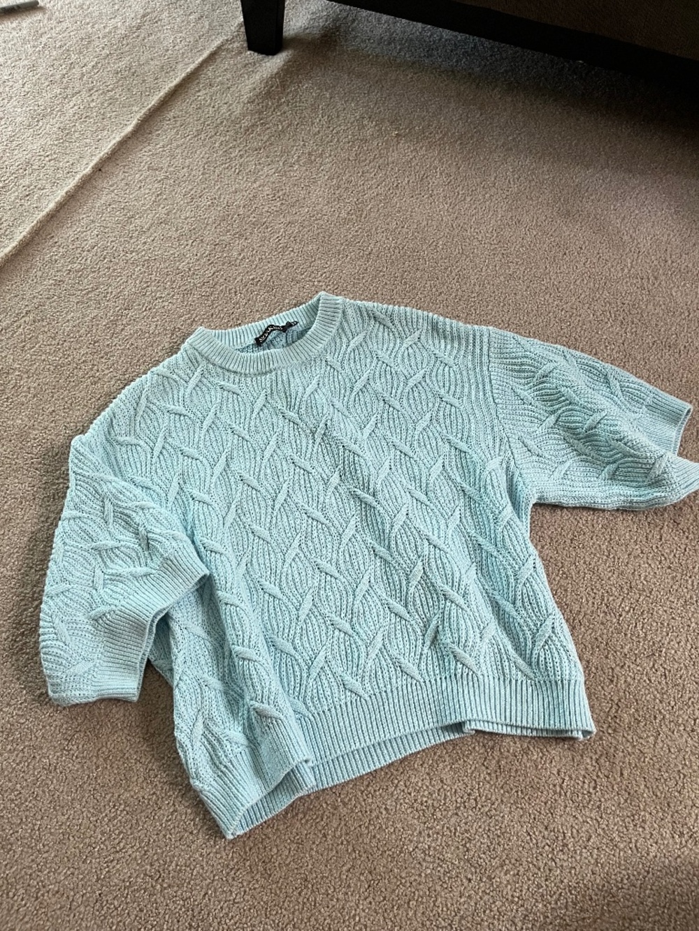 SOAKED baby blue short sleeve sweater
